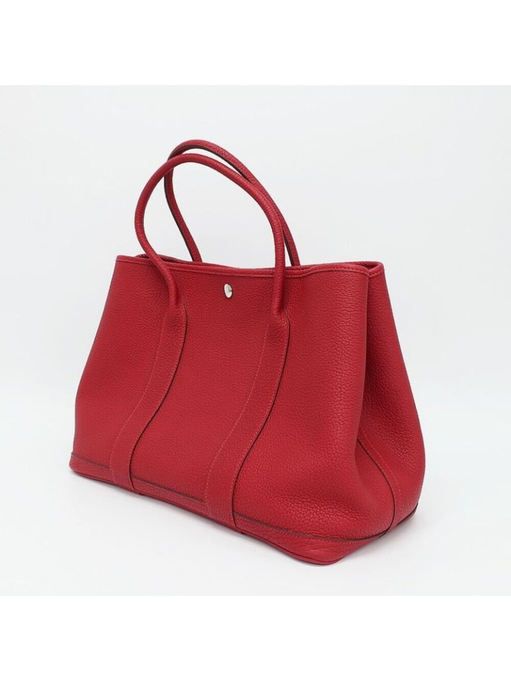 Hermes Garden Party PM Handbag Red Silver Hardware Negonda T Stamp - Picture 10 of 10